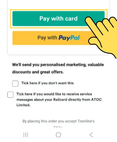 Pay with cardのボタンとPay with PayPalのボタン
